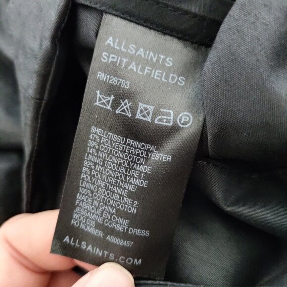 All Saints Jessamine Corset Dress Black Sweet Fitted Belt Pockets Party.Sz 12 - Picture 6 of 10